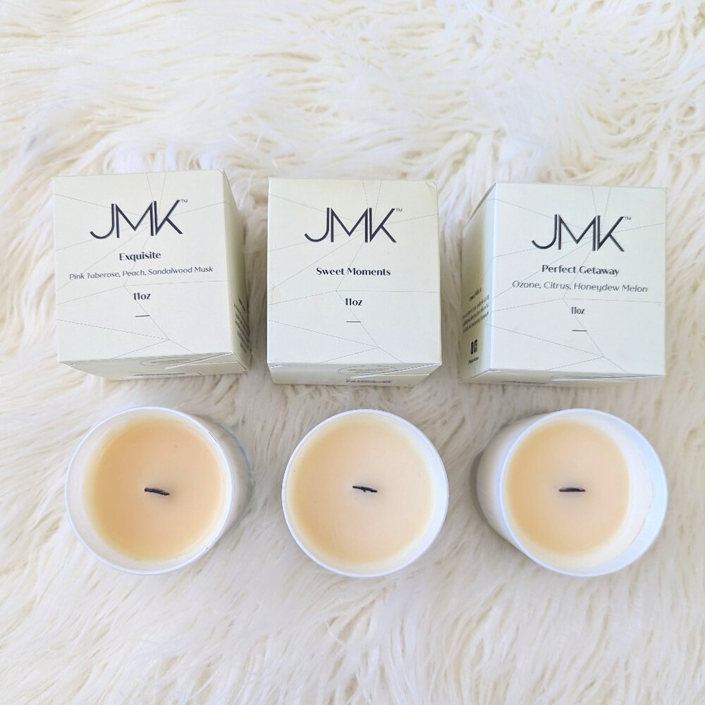 RARE JMK candles - set of 3 - Exquisite, Sweet Moments, Perfect Getaway